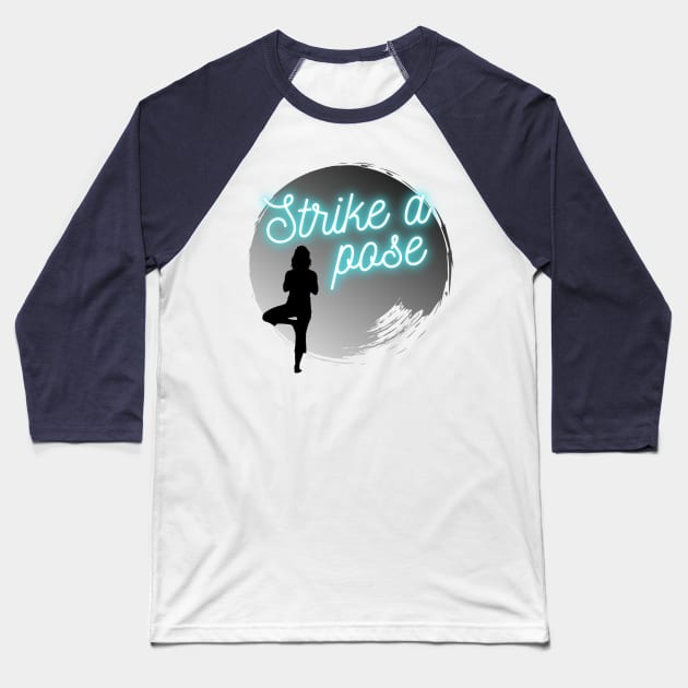 Yoga Pose in the Moonlight Baseball T-Shirt by Rebekah Thompson